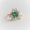 Layla | 14K Trillion Natural Zambian Emerald & Diamond Petite Cocktail Ring - Emi Conner Jewelry 