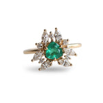 Layla | 14K Trillion Natural Zambian Emerald & Diamond Petite Cocktail Ring - Emi Conner Jewelry 
