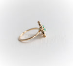 Layla | 14K Trillion Natural Zambian Emerald & Diamond Petite Cocktail Ring - Emi Conner Jewelry 