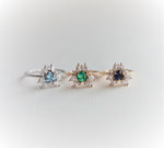 Layla | 14K Trillion Natural Zambian Emerald & Diamond Petite Cocktail Ring - Emi Conner Jewelry 