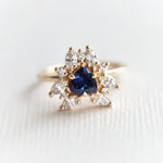 Layla | 14K Trillion Lab Created Blue Sapphire & Diamond Petite Cocktail Ring - Emi Conner Jewelry 