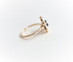 Layla | 14K Trillion Lab Created Blue Sapphire & Diamond Petite Cocktail Ring - Emi Conner Jewelry 