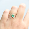Layla | 14K Trillion Natural Zambian Emerald & Diamond Petite Cocktail Ring - Emi Conner Jewelry 