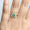Layla | 14K Trillion Natural Zambian Emerald & Diamond Petite Cocktail Ring - Emi Conner Jewelry 