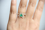Layla | 14K Trillion Natural Zambian Emerald & Diamond Petite Cocktail Ring - Emi Conner Jewelry 