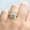 Layla | 14K Trillion Natural Zambian Emerald & Diamond Petite Cocktail Ring - Emi Conner Jewelry 