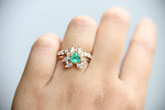 Layla | 14K Trillion Natural Zambian Emerald & Diamond Petite Cocktail Ring - Emi Conner Jewelry 