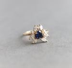 Layla | 14K Trillion Lab Created Blue Sapphire & Diamond Petite Cocktail Ring - Emi Conner Jewelry 