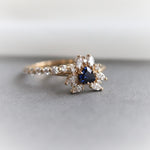 Layla | 14K Trillion Lab Created Blue Sapphire & Diamond Petite Cocktail Ring - Emi Conner Jewelry 