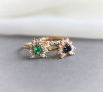 Layla | 14K Trillion Lab Created Blue Sapphire & Diamond Petite Cocktail Ring - Emi Conner Jewelry 