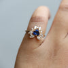 Layla | 14K Trillion Lab Created Blue Sapphire & Diamond Petite Cocktail Ring - Emi Conner Jewelry 