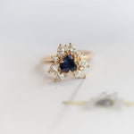 Layla | 14K Trillion Lab Created Blue Sapphire & Diamond Petite Cocktail Ring - Emi Conner Jewelry 