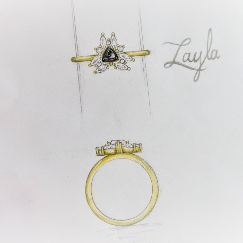 Layla | 14K Trillion Aquamarine & Diamond Petite Cocktail Ring - Emi Conner Jewelry 