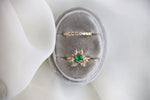 Layla | 14K Trillion Natural Zambian Emerald & Diamond Petite Cocktail Ring - Emi Conner Jewelry 
