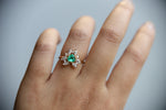 Layla | 14K Trillion Natural Zambian Emerald & Diamond Petite Cocktail Ring - Emi Conner Jewelry 