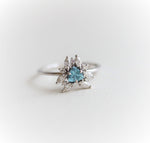 Layla | 14K Trillion Aquamarine & Diamond Petite Cocktail Ring - Emi Conner Jewelry 
