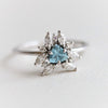 Layla | 14K Trillion Aquamarine & Diamond Petite Cocktail Ring - Emi Conner Jewelry 