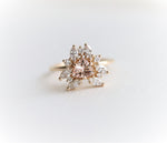 Layla | 14K Trillion Morganite & Diamond Petite Cocktail Ring - Emi Conner Jewelry 