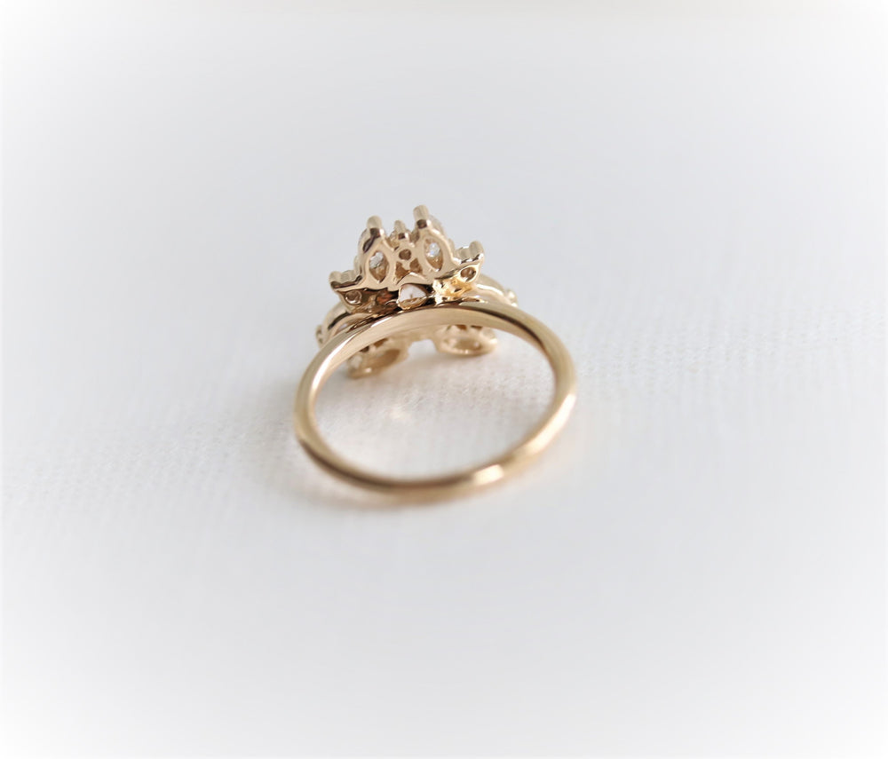 Layla | 14K Trillion Morganite & Diamond Petite Cocktail Ring - Emi Conner Jewelry 