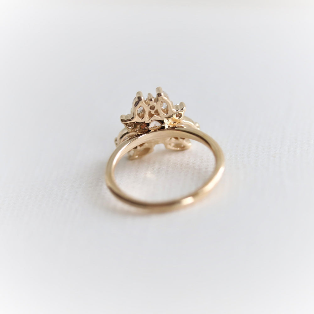Layla | 14K Trillion Lab Created Blue Sapphire & Diamond Petite Cocktail Ring - Emi Conner Jewelry 