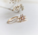 Layla | 14K Trillion Morganite & Diamond Petite Cocktail Ring - Emi Conner Jewelry 