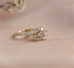 Layla | 14K Trillion Morganite & Diamond Petite Cocktail Ring - Emi Conner Jewelry 