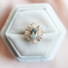 Victoria | 14K Aquamarine & CZ Fancy Halo Ring - Emi Conner Jewelry 