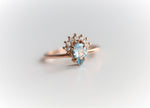 Lily | 14K Pear Aquamarine & Diamond Crown Promise Ring - Emi Conner Jewelry 