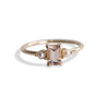 EVA | 14K Emerald Cut Peach Morganite and Pearl Side Stone Ring - Emi Conner Jewelry 