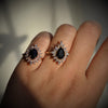 Lana | 14K Pear Black Onyx & CZ Fancy Halo Ring - Emi Conner Jewelry 