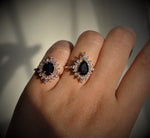 Lana | 14K Pear Black Onyx & CZ Fancy Halo Ring - Emi Conner Jewelry 