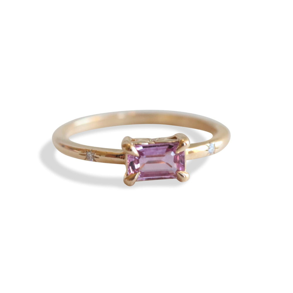 Stella | 14K Emerald Cut Pink Sapphire Hidden Star Ring