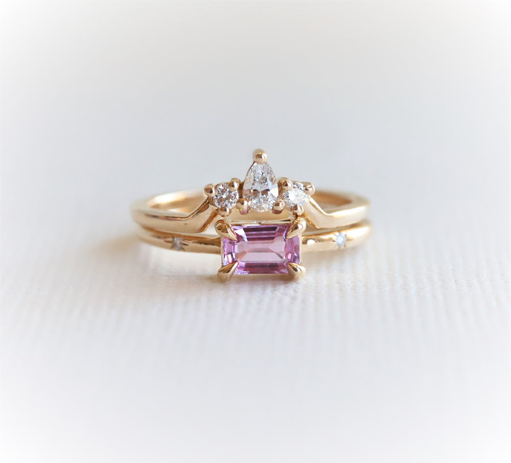 Stella | 14K Emerald Cut Pink Sapphire Hidden Star Ring - Emi Conner Jewelry 