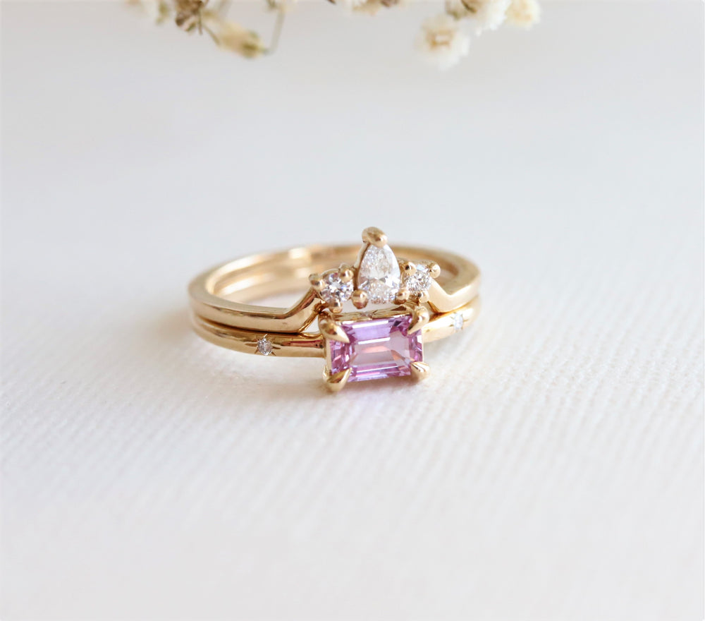 Stella | 14K Emerald Cut Pink Sapphire Hidden Star Ring - Emi Conner Jewelry 