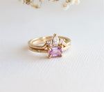 Stella | 14K Emerald Cut Pink Sapphire Hidden Star Ring - Emi Conner Jewelry 