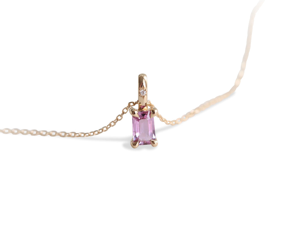 Stella | 14K Emerald Cut Birthstone & Diamond Hidden Star Pendant with Chain - Emi Conner Jewelry 