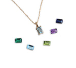 Stella | 14K Emerald Cut Birthstone & Diamond Hidden Star Pendant with Chain
