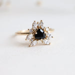 Layla | 14K Trillion Black Onyx & Diamond Petite Cocktail Ring - Emi Conner Jewelry 