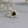 Layla | 14K Trillion Black Onyx & Diamond Petite Cocktail Ring - Emi Conner Jewelry 