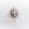 Lana | 14K Oval Aquamarine & Diamond Fancy Halo Luxury Ring - Emi Conner Jewelry 