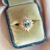 Lana | 14K Oval Aquamarine & Diamond Fancy Halo Luxury Ring - Emi Conner Jewelry 