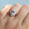 Lana | 14K Oval Aquamarine & Diamond Fancy Halo Luxury Ring - Emi Conner Jewelry 
