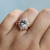 Lana | 14K Oval Aquamarine & Diamond Fancy Halo Luxury Ring - Emi Conner Jewelry 