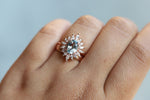 Lana | 14K Oval Aquamarine & Diamond Fancy Halo Luxury Ring - Emi Conner Jewelry 