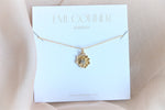 Peony No.2 | 14K Gold White Sapphire & Peony Necklace - Emi Conner Jewelry 