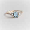EVA | 14K Emerald Cut Aquamarine and Pearl Side Stone Ring - Emi Conner Jewelry 