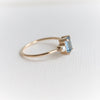 EVA | 14K Emerald Cut Aquamarine and Pearl Side Stone Ring - Emi Conner Jewelry 