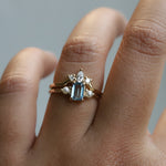 EVA | 14K Emerald Cut Aquamarine and Pearl Side Stone Ring - Emi Conner Jewelry 