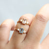 EVA | 14K Emerald Cut Aquamarine and Pearl Side Stone Ring - Emi Conner Jewelry 