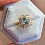 Andelina | 14K Aquamarine & Diamond Fancy Halo Ring - Emi Conner Jewelry 